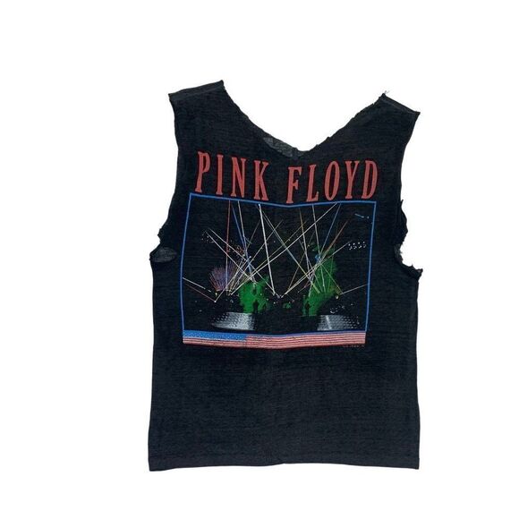 Vintage 1987 Pink Floyd T-Shirt Tank Top Cut Black Tour Concert Single Stitch - Picture 1 of 8